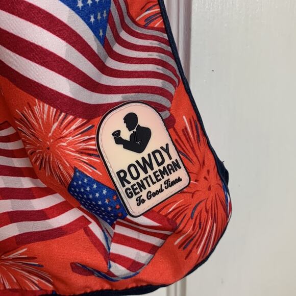 Rowdy Gentleman National Anthem USA Patriotic Flag Red Swim Trunks M-120 Sz L - Picture 2 of 10